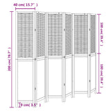 Room Divider 6 Panels Dark Brown Solid Wood Paulownia - Low Angle