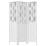 Room Divider 3 Panels White Solid Wood Paulownia