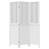 Room Divider 3 Panels White Solid Wood Paulownia - Top-Down View