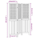 Room Divider 3 Panels White Solid Wood Paulownia