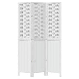 Room Divider 3 Panels White Solid Wood Paulownia