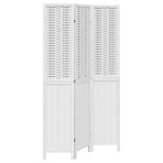 Room Divider 3 Panels White Solid Wood Paulownia