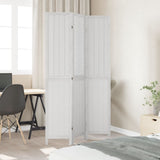 Room Divider 3 Panels White Solid Wood Paulownia - Side View