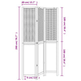 Room Divider 3 Panels White Solid Wood Paulownia - Low Angle