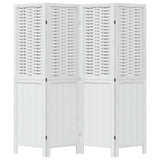 Room Divider 4 Panels White Solid Wood Paulownia - Front View