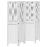 Room Divider 4 Panels White Solid Wood Paulownia
