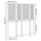 Room Divider 4 Panels White Solid Wood Paulownia