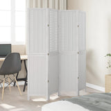 Room Divider 4 Panels White Solid Wood Paulownia - Side View