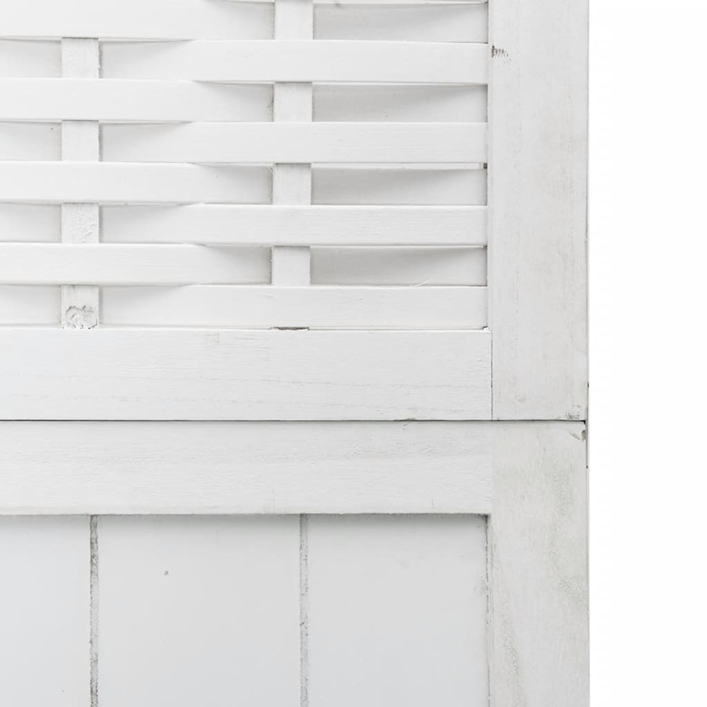 Room Divider 4 Panels White Solid Wood Paulownia