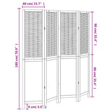 Room Divider 4 Panels White Solid Wood Paulownia