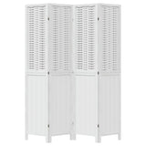 Room Divider 4 Panels White Solid Wood Paulownia