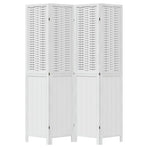 Room Divider 4 Panels White Solid Wood Paulownia
