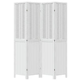 Room Divider 4 Panels White Solid Wood Paulownia - Top-Down View