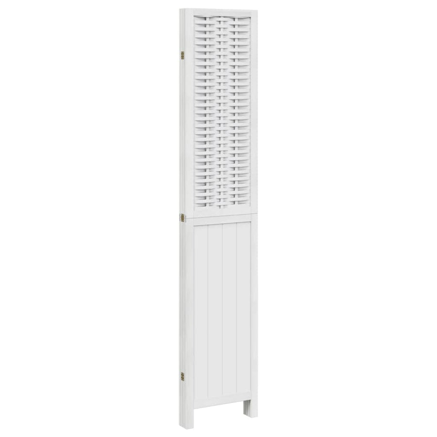 Room Divider 4 Panels White Solid Wood Paulownia
