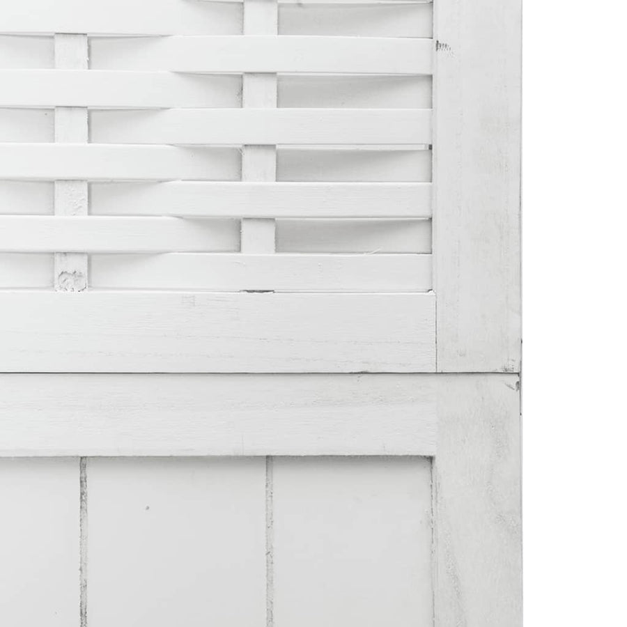 Room Divider 4 Panels White Solid Wood Paulownia