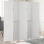 Room Divider 5 Panels White Solid Wood Paulownia