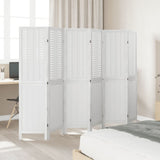 Room Divider 6 Panels White Solid Wood Paulownia - Side View