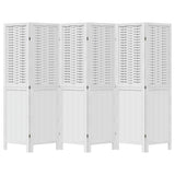 Room Divider 6 Panels White Solid Wood Paulownia