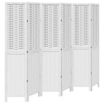 Room Divider 6 Panels White Solid Wood Paulownia