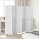 Room Divider 6 Panels White Solid Wood Paulownia - Side View