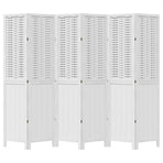 Room Divider 6 Panels White Solid Wood Paulownia