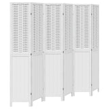 Room Divider 6 Panels White Solid Wood Paulownia - Front View