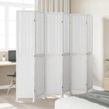 Room Divider 6 Panels White Solid Wood Paulownia - Side View