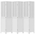 Room Divider 6 Panels White Solid Wood Paulownia