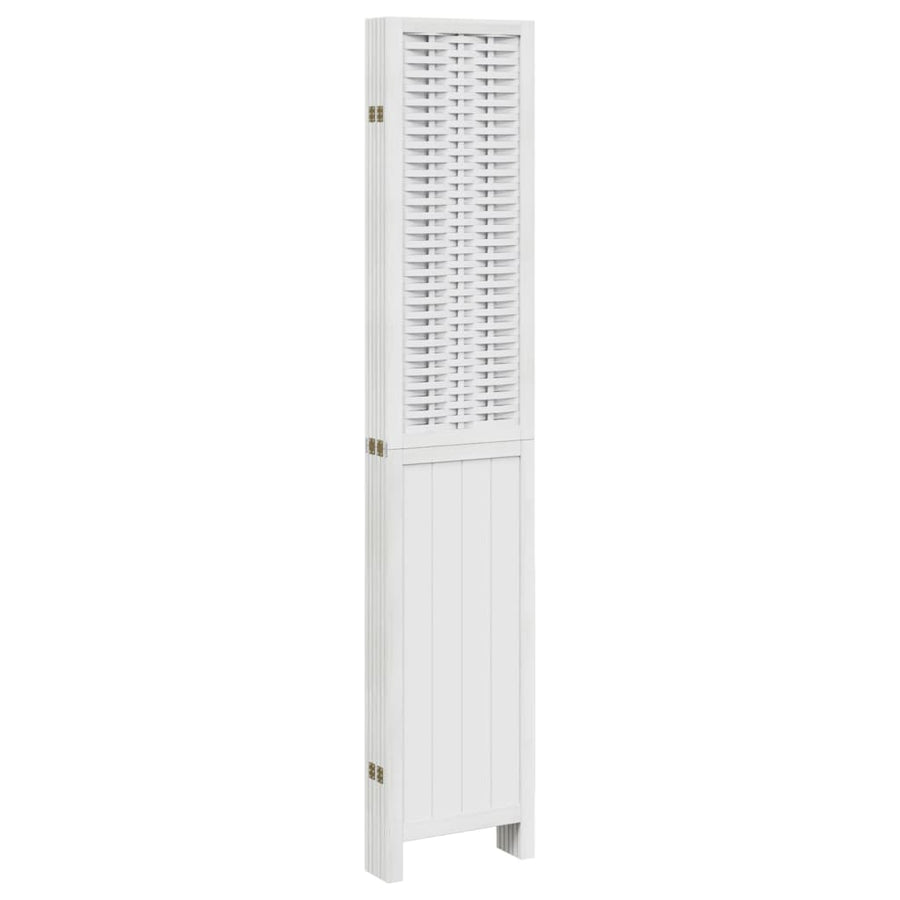 Room Divider 6 Panels White Solid Wood Paulownia