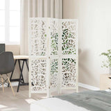 Room Divider 3 Panels White Solid Wood Paulownia - Side View