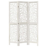 Room Divider 3 Panels White Solid Wood Paulownia - Top-Down View