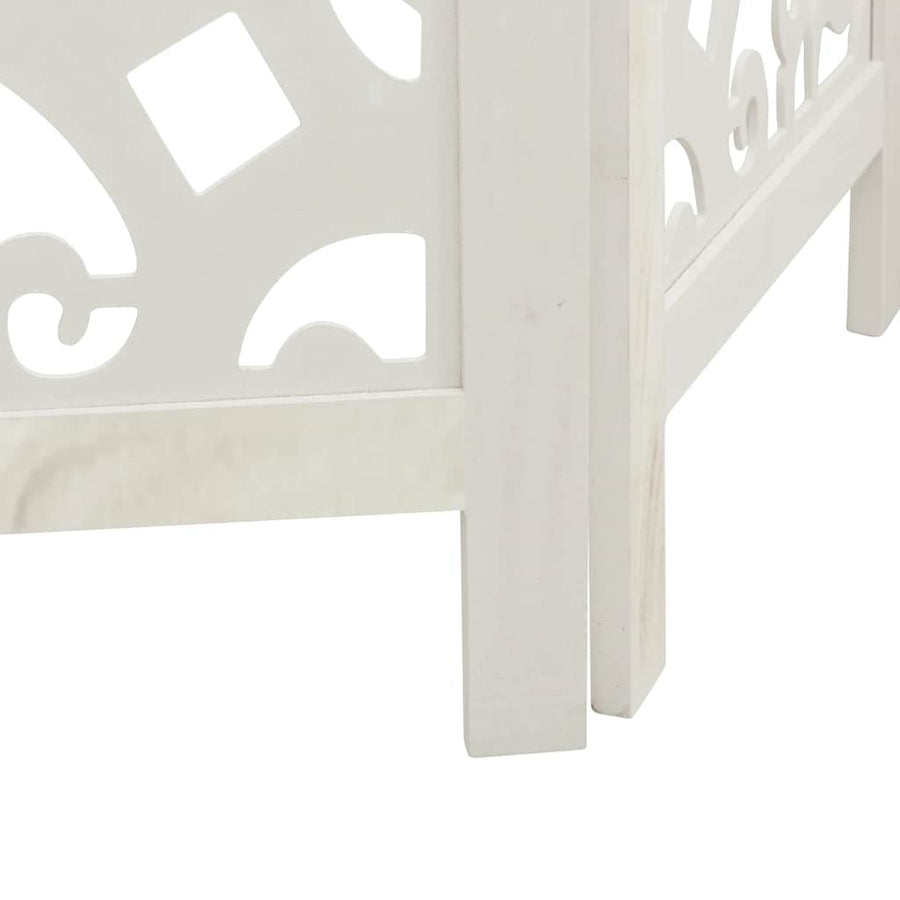 Room Divider 3 Panels White Solid Wood Paulownia