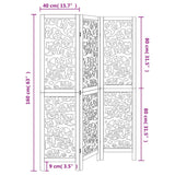 Room Divider 3 Panels White Solid Wood Paulownia - Low Angle