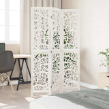 Room Divider 3 Panels White Solid Wood Paulownia - Side View