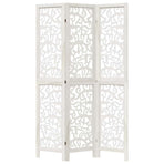 Room Divider 3 Panels White Solid Wood Paulownia