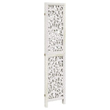 Room Divider 3 Panels White Solid Wood Paulownia