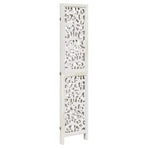 Room Divider 3 Panels White Solid Wood Paulownia