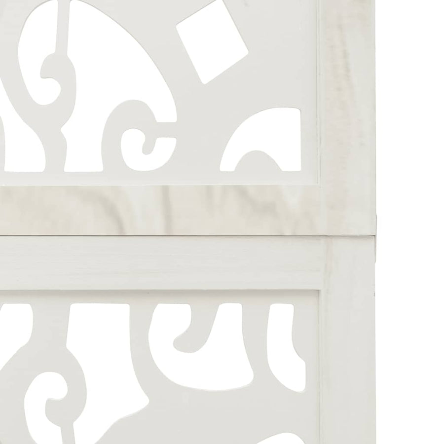 Room Divider 3 Panels White Solid Wood Paulownia
