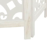 Room Divider 3 Panels White Solid Wood Paulownia
