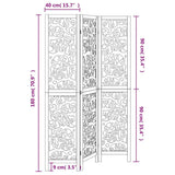 Room Divider 3 Panels White Solid Wood Paulownia