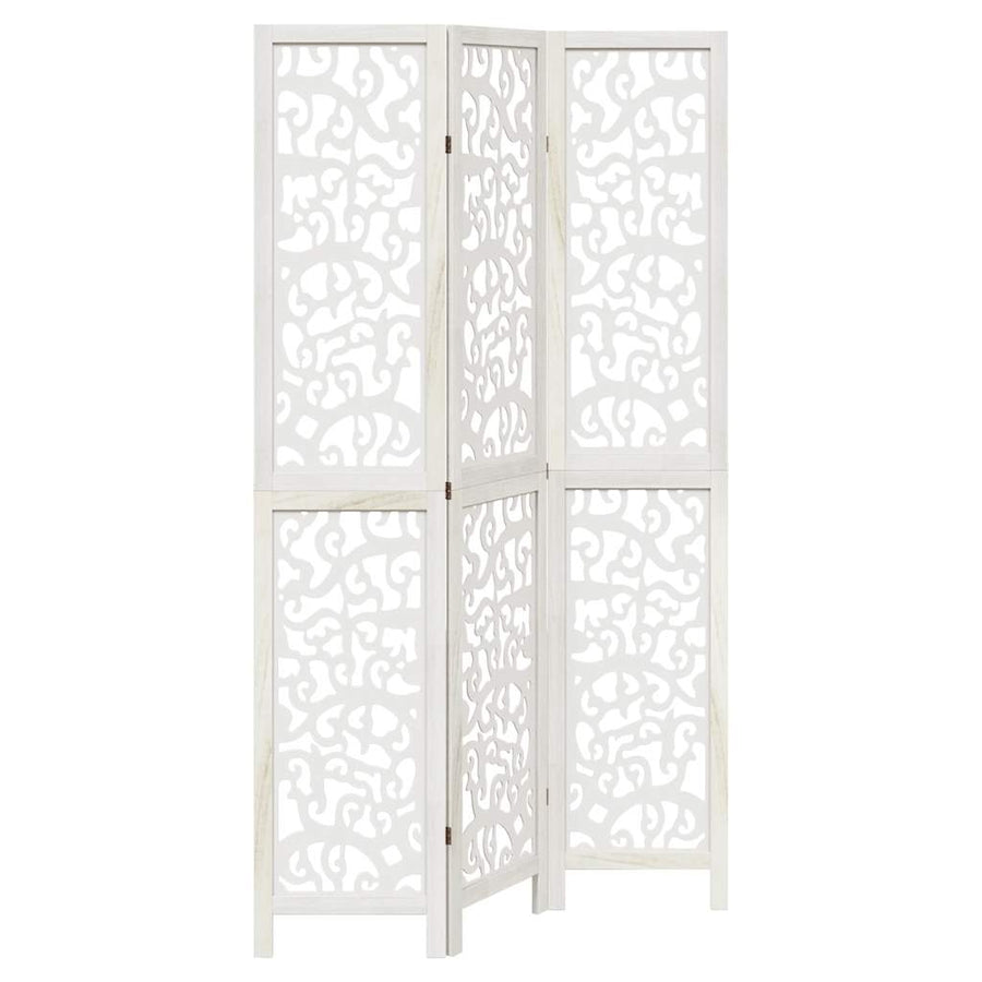Room Divider 3 Panels White Solid Wood Paulownia