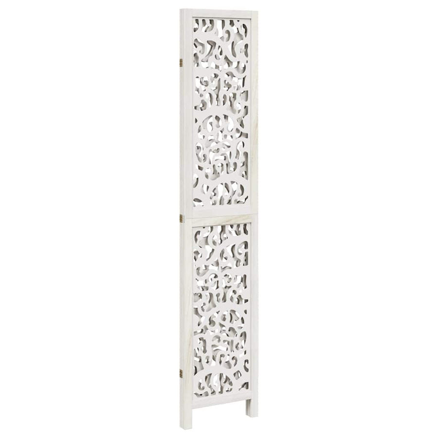 Room Divider 3 Panels White Solid Wood Paulownia