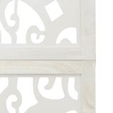 Room Divider 3 Panels White Solid Wood Paulownia - Rear View