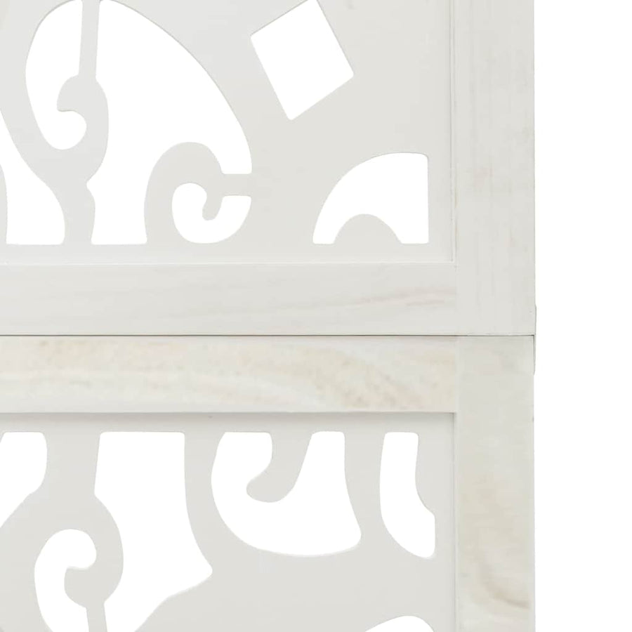 Room Divider 3 Panels White Solid Wood Paulownia