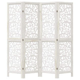 Room Divider 4 Panels White Solid Wood Paulownia - Top-Down View