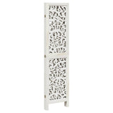 Room Divider 4 Panels White Solid Wood Paulownia