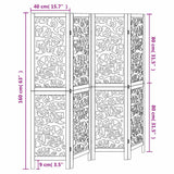 Room Divider 4 Panels White Solid Wood Paulownia