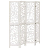 Room Divider 4 Panels White Solid Wood Paulownia - Front View