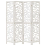 Room Divider 4 Panels White Solid Wood Paulownia - Top-Down View