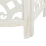Room Divider 4 Panels White Solid Wood Paulownia - Close-Up Angle